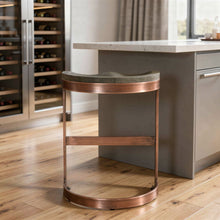 Load image into Gallery viewer, Iron Backless Bar Height Bar Chair - Gray / Copper