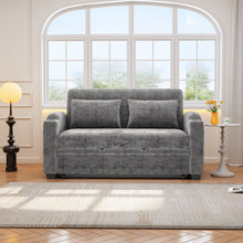 Load image into Gallery viewer, Pull Out Loveseat Sofa With Adjsutable Backrest, 2 Pillows, Cup Holders, USB Ports For Living Room