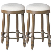 Load image into Gallery viewer, 360° Swivel Wooden Barstools With Upholstered Seat, Counter Height (Set of 2)