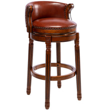 Load image into Gallery viewer, 29.5'' Cow Top Wooden Bar Stool, 360 Degree Swivel Bar Height Chair With Backs For Home Kitchen Counter