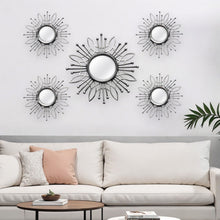 Load image into Gallery viewer, Sunburst Metal Framed Mirror (Set of 5) - Silver