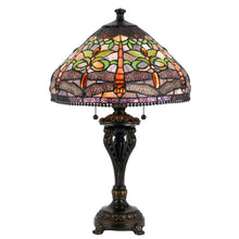 Load image into Gallery viewer, Metal Two Light Table Lamp With Purple Cone Shade - Bronze