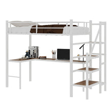 Load image into Gallery viewer, Loft Bed With L-Shaped Desk, Large Storage Space
