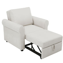 Load image into Gallery viewer, Modern 3 In 1 Convertible Sleeper Chair Bed, Linen Upholstery, Adjustable Backrest