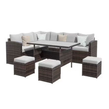 Load image into Gallery viewer, 7 Piece Outdoor Dining Set With Cushions, Modular Sectional Sofa And Table