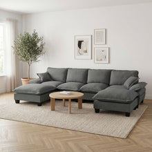 Load image into Gallery viewer, Modular Sectional Sofa With Movable Ottoman & Pillows