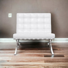 Load image into Gallery viewer, Italian Leather Tufted Lounge Chair - White And Silver
