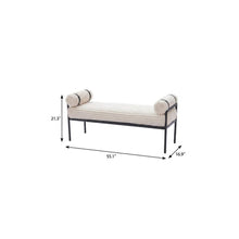 Load image into Gallery viewer, 55" Cream and Black Corduroy and Steel Upholstered Bench