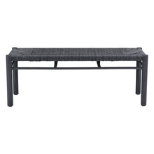 Load image into Gallery viewer, 48" Black Metal and Wicker Bench