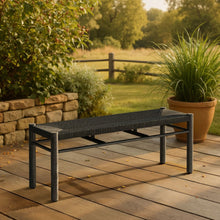 Load image into Gallery viewer, 48" Black Metal and Wicker Bench