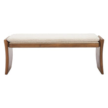 Load image into Gallery viewer, 48" Beige and Brown Fabric and Solid Wood Upholstered Dining Bench