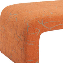 Load image into Gallery viewer, 50" Orange Fabric Abstract Curvy Upholstered Bench