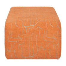 Load image into Gallery viewer, 50" Orange Fabric Abstract Curvy Upholstered Bench