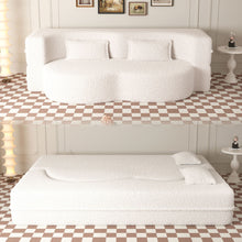 Load image into Gallery viewer, Modern Floor Sofa, With 2 Pillows, Convertible Teddy Fabric Foam Filled Bed
