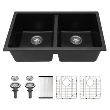 Load image into Gallery viewer, Granite Composite Double Bowl Undermount Kitchen Sink