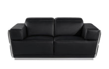 Load image into Gallery viewer, Italian Leather, Loveseat - Black / Silver