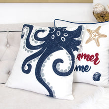 Load image into Gallery viewer, Octopus Patterned Pillow Cover With Matching Back - White