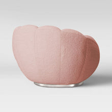 Load image into Gallery viewer, Sherpa Clamshell Swivel Barrel Chair - Pink And Silver