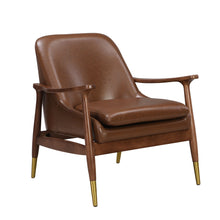 Load image into Gallery viewer, Mid - Century Accent Chair With Cushioned Seat, Brass Tipped Legs
