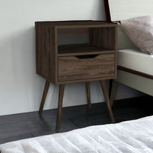 Load image into Gallery viewer, 25" One Drawer Faux Wood Nightstand - Brown