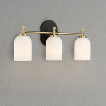 Load image into Gallery viewer, Meadows - 3 Lights Vanity Brush Bathroom Wall Light For Bathroom Over Mirror - Black / Gold / White