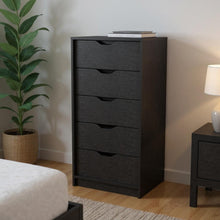 Load image into Gallery viewer, Manufactured Wood Five Drawer Tall And Narrow Dresser - Black Charcoal