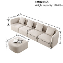 Load image into Gallery viewer, L-Shaped Modular Sectional Sofa With Ottoman, Living Room Furniture Set - Beige