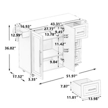 Load image into Gallery viewer, Kitchen Island Cart With 2 Door Cabinet, 3 Drawers, Spice Rack & Towel Rack - White
