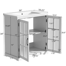 Load image into Gallery viewer, Modern Bathroom Vanity With Ceramic Sink, Tempered Blurred Glass Doors