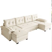 Load image into Gallery viewer, U-Shaped Sleeper Sofa With Pull Out Bed, Removable Armrests & USB Ports For Living Room
