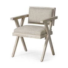 Load image into Gallery viewer, Upholstered Fabric Open Back Dining Arm Chair - Cream
