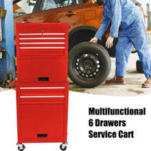 Load image into Gallery viewer, 6 Drawer Lockable Tool Cabinet On Wheels, Steel Rolling Tool Chest With Detachable Toolbox