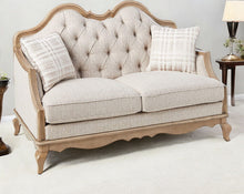 Load image into Gallery viewer, Linen Loveseat And Toss Pillows - Beige / Brown