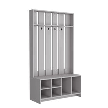 Load image into Gallery viewer, 68" Wood Four Hook Coat And Shoe Rack - Gray