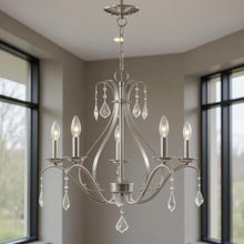 Load image into Gallery viewer, 23" Five-Light Dimmable Chandelier With Shades - Nickel