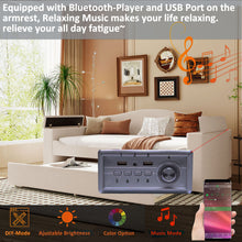 Load image into Gallery viewer, Upholstered Daybed With Storage Armrests, Trundle And Latest Integrated tooth Audio System