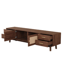 Load image into Gallery viewer, 70" TV Stand With Doors For TVs Up To 80", Media Console With 4 Drawers & Cable Holes - Dark Brown