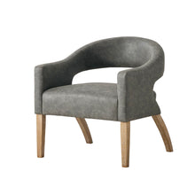 Load image into Gallery viewer, Upholstered Open Back Armchair With Weathered Rubberwood Legs