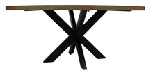 Load image into Gallery viewer, 60" Rounded Solid Wood And Iron Pedestal Base Dining Table - Black / Natural