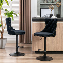 Load image into Gallery viewer, Swivel Barstools Adjusatble Seat Height, Modern Upholstered Bar Stools With Backs Comfortable Tufted For Home Pub And Kitchen Island (Set of 2)