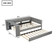 Load image into Gallery viewer, Upholstered Platform Bed With Storage Shelves, Desk, Charging Station And Trundle
