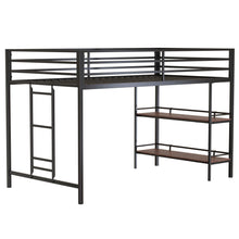 Load image into Gallery viewer, Adam - Twin Loft Bunk Bed With Cinnamon Wood Shelf - Black