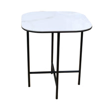 Load image into Gallery viewer, 22" Ceramic And Metal Square End Table - White And Black