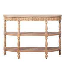 Load image into Gallery viewer, Handcrafted Console Table With Hand Woven Trim, 3 Tier Storage Shelves - Natural