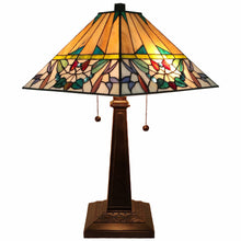 Load image into Gallery viewer, 22" Metal Two Light Candlestick Table Lamp With Empire Shade - Dark Brown / White / Green