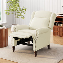 Load image into Gallery viewer, Push Back Recliner Chair Upholstered Recliner Armchair With Classic Wing Back And Solid Gourd-Shaped Legs
