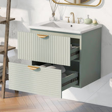 Load image into Gallery viewer, Modern Wall-Mounted Bathroom Vanity With 2 Drawers, Ideal For Small Bathrooms - Green