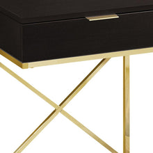 Load image into Gallery viewer, Wood And Metal End Table With Drawer - Gold And Black