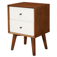 Load image into Gallery viewer, Century Modern Wood 2 Drawer Nightstand - Brown And White