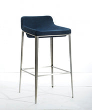 Load image into Gallery viewer, Stainless Steel Low Back Bar Height Bar Chair - Blue And Silver
